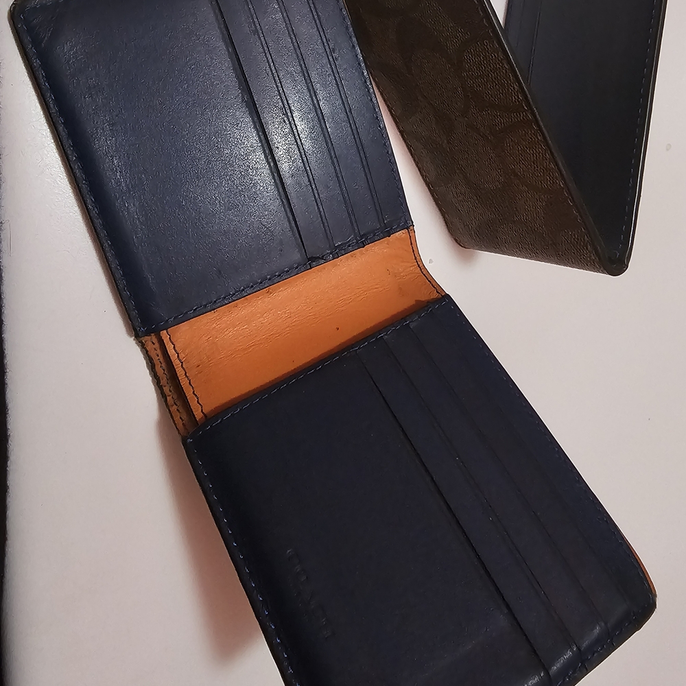 Sleek Blue and Brown Key Card Holder
